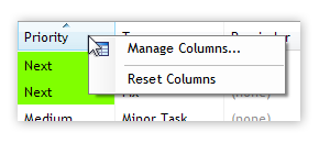 Column Header Context Menu in List View